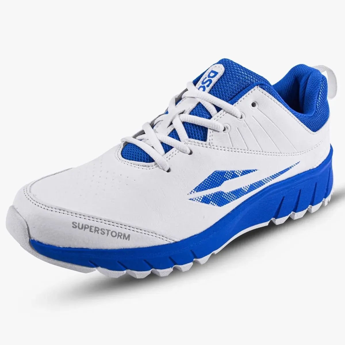 DSC SUPERSTORM Cricket Shoes Rubber Spike Blue/White 2025 Size 7