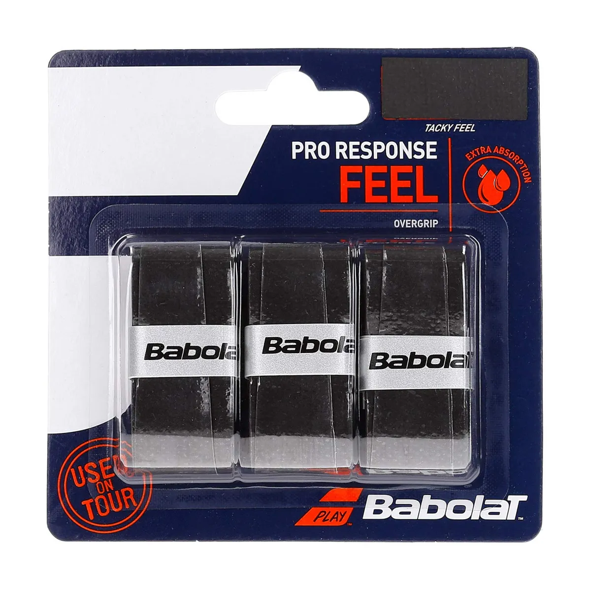 Babolat Pro Response x3 Overgrip 0.6mm Tacky Absorbent Black Pack of 3 Badminton Tennis