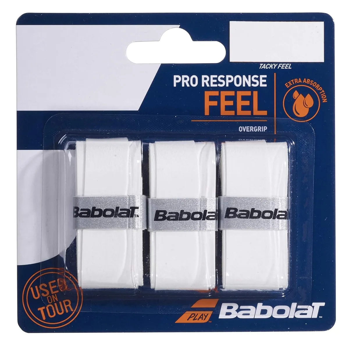 Babolat Pro Response x3 Overgrip 0.6mm Tacky Absorbent White Pack of 3 Badminton Tennis