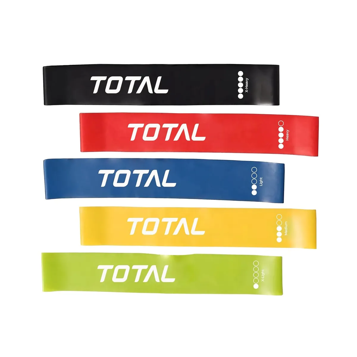 Total TSF1-11 Resistance Loop Band Set of 5 Natural Latex X-Light to X-Heavy Progressive Training