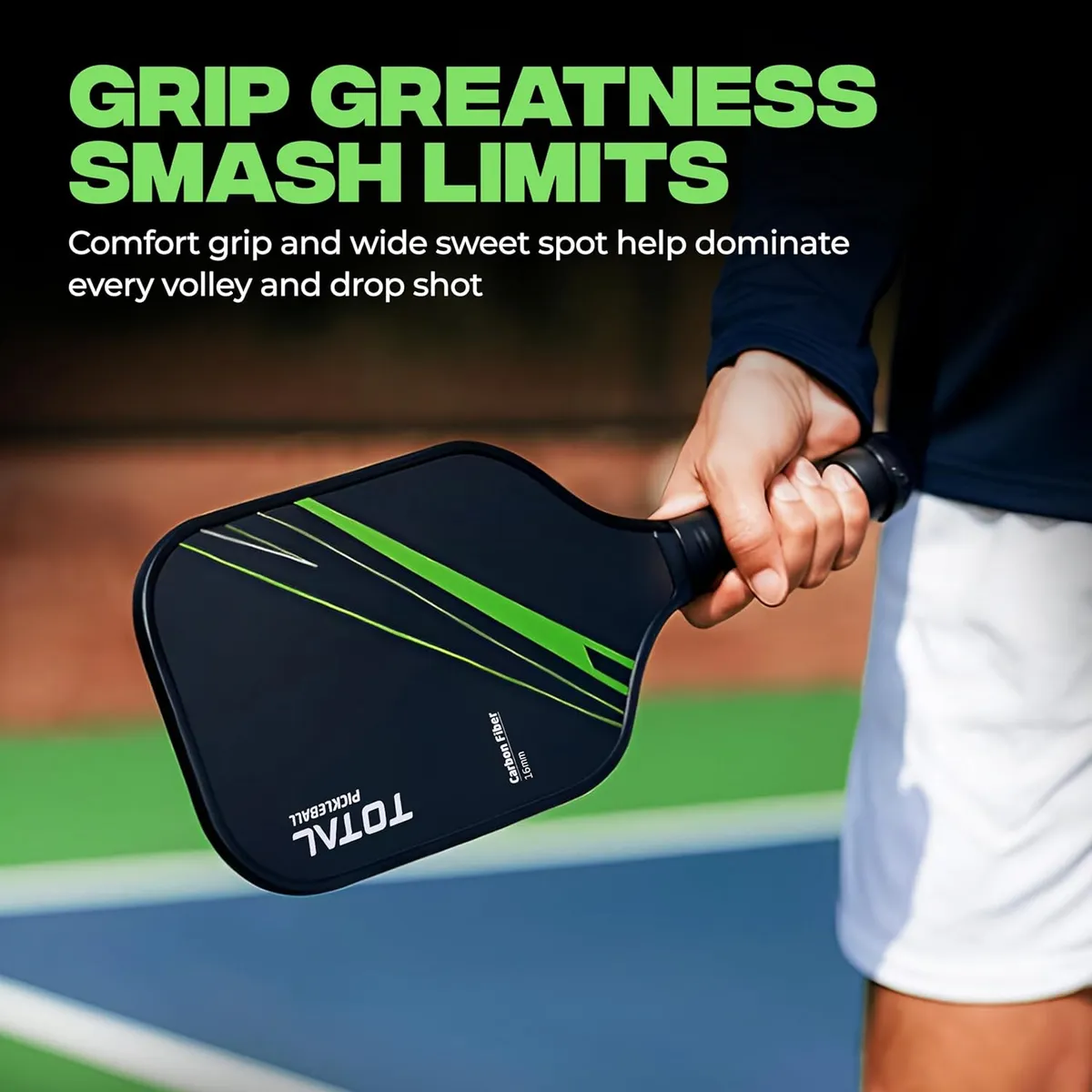 TOTAL TSF6-1 Pickleball Paddle Black Green 16MM Core