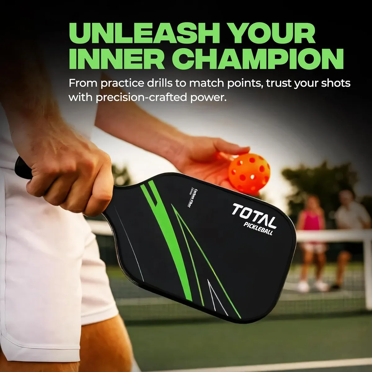 TOTAL TSF6-1 Pickleball Paddle Black Green 16MM Core