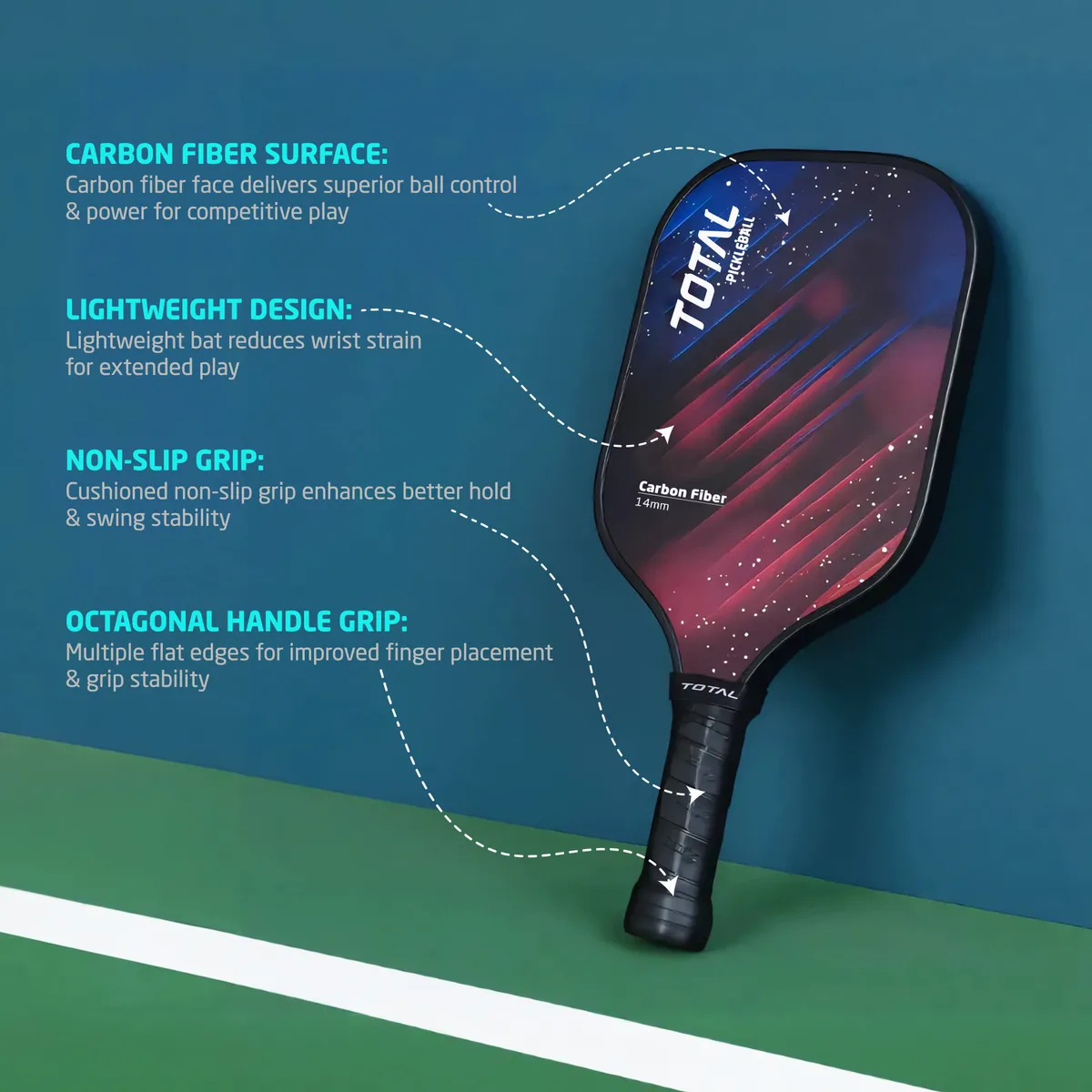 TOTAL TSF6-3 Pickleball Paddle Red Blue 14MM Core