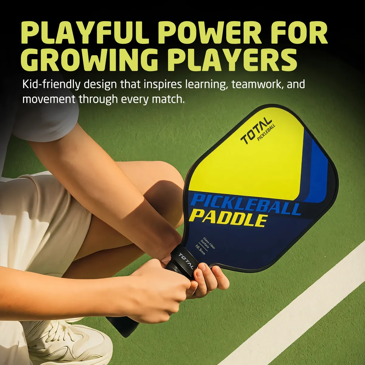 TOTAL TSF6-4 Junior Pickleball Paddle Lime Navy 10.5mm