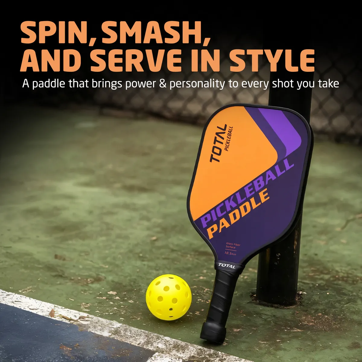 TOTAL TSF6-4 Junior Pickleball Paddle Orange Purple 10.5mm