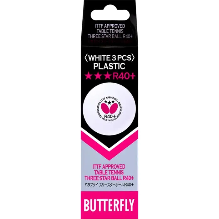 Butterfly 3 Star R40+ Table Tennis Ball Pack of 3 3 Star