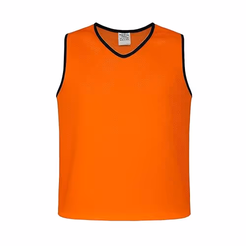 Total Sports Training Bibs Vest Fluorescent Orange Size SR Pack of 6