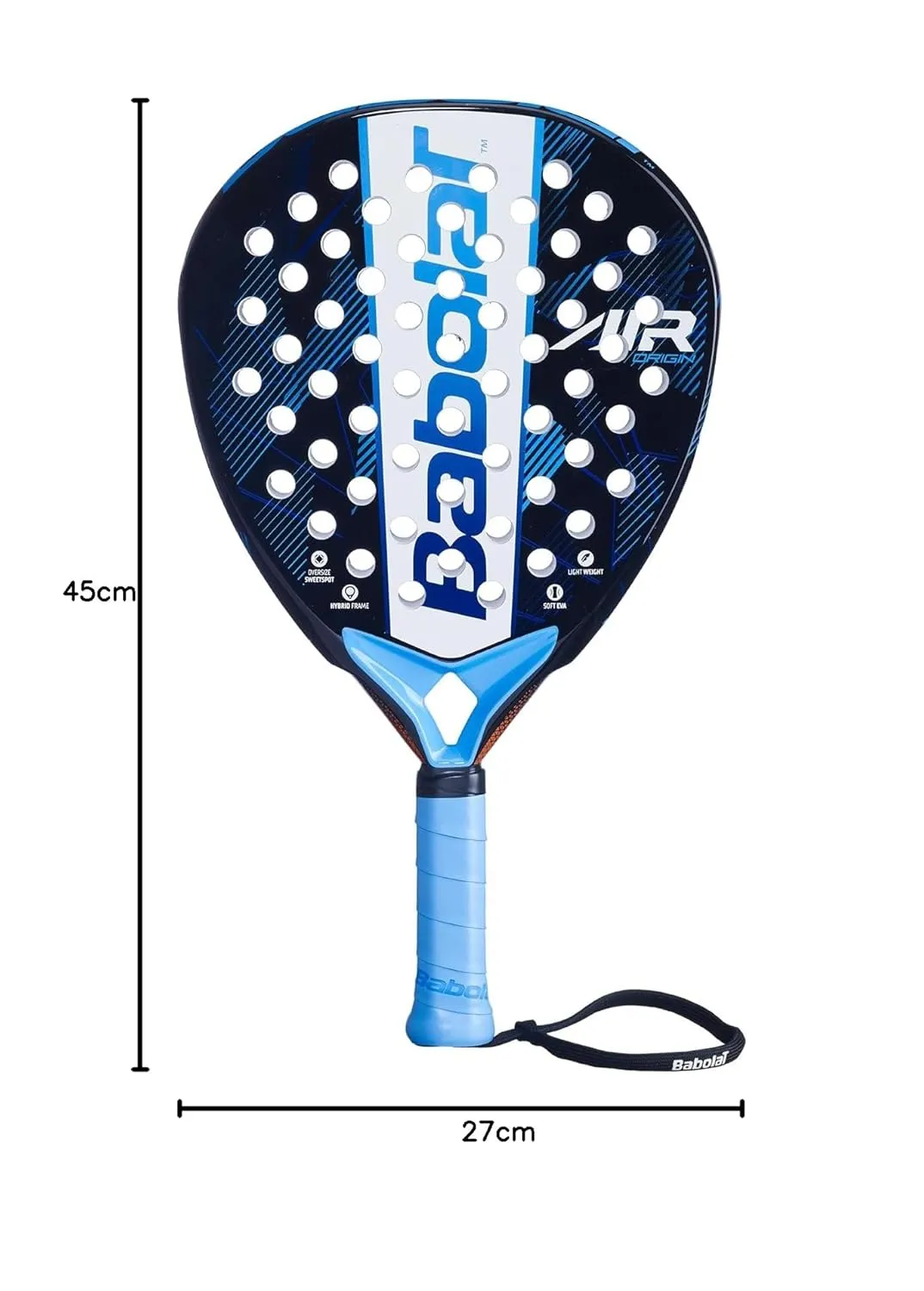 Babolat Air Origin Padel Racquet Blue 345g Teardrop Fiberglass EVA