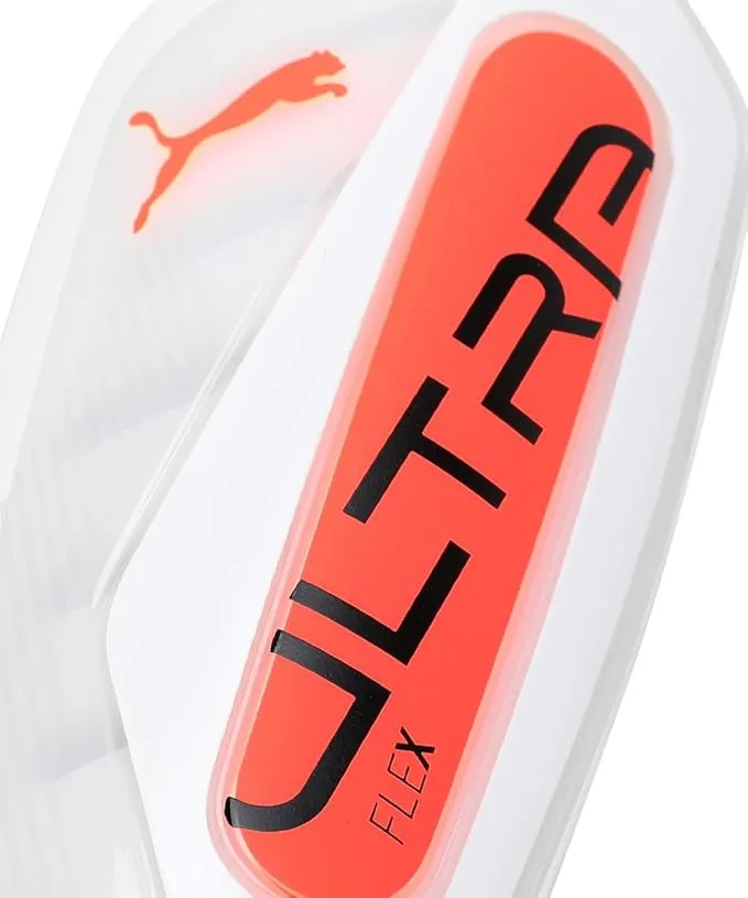 PUMA Ultra Flex Sleeve Shin Guards 030987_01 White/Glowing Red/Black Size M