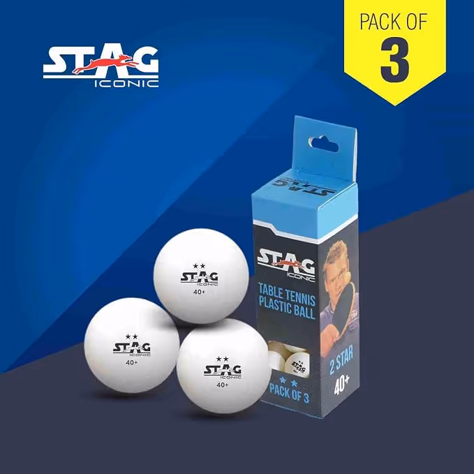 Stag 2 Star Table Tennis Ball White (Pack of 3)