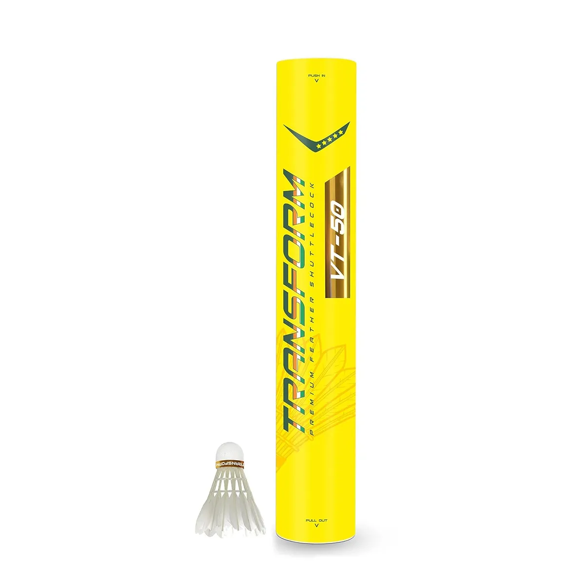 Transform VT-50 Badminton Feather Shuttlecock Speed 77 White Pack of 12