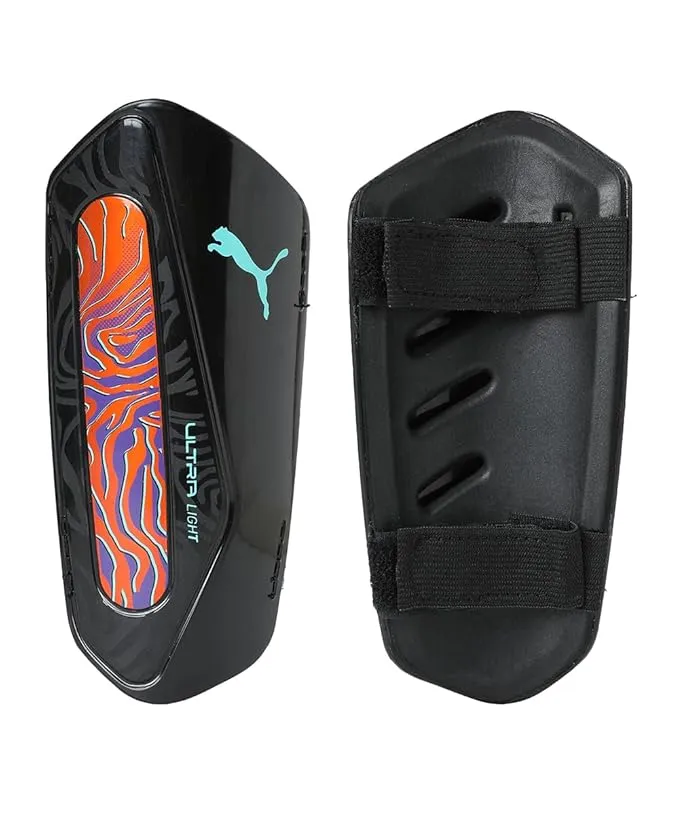 PUMA Neymar Jr Ultra Light Strap Shin Guards 030993_01 Orange Poppy/PUMA Black Size M