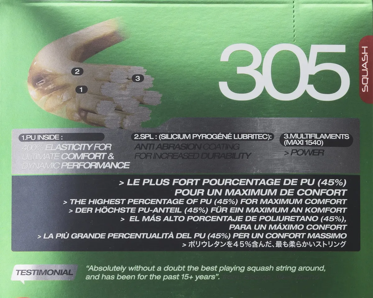 Tecnifibre 305 Squash String Set Green 1.20mm 17 Gauge