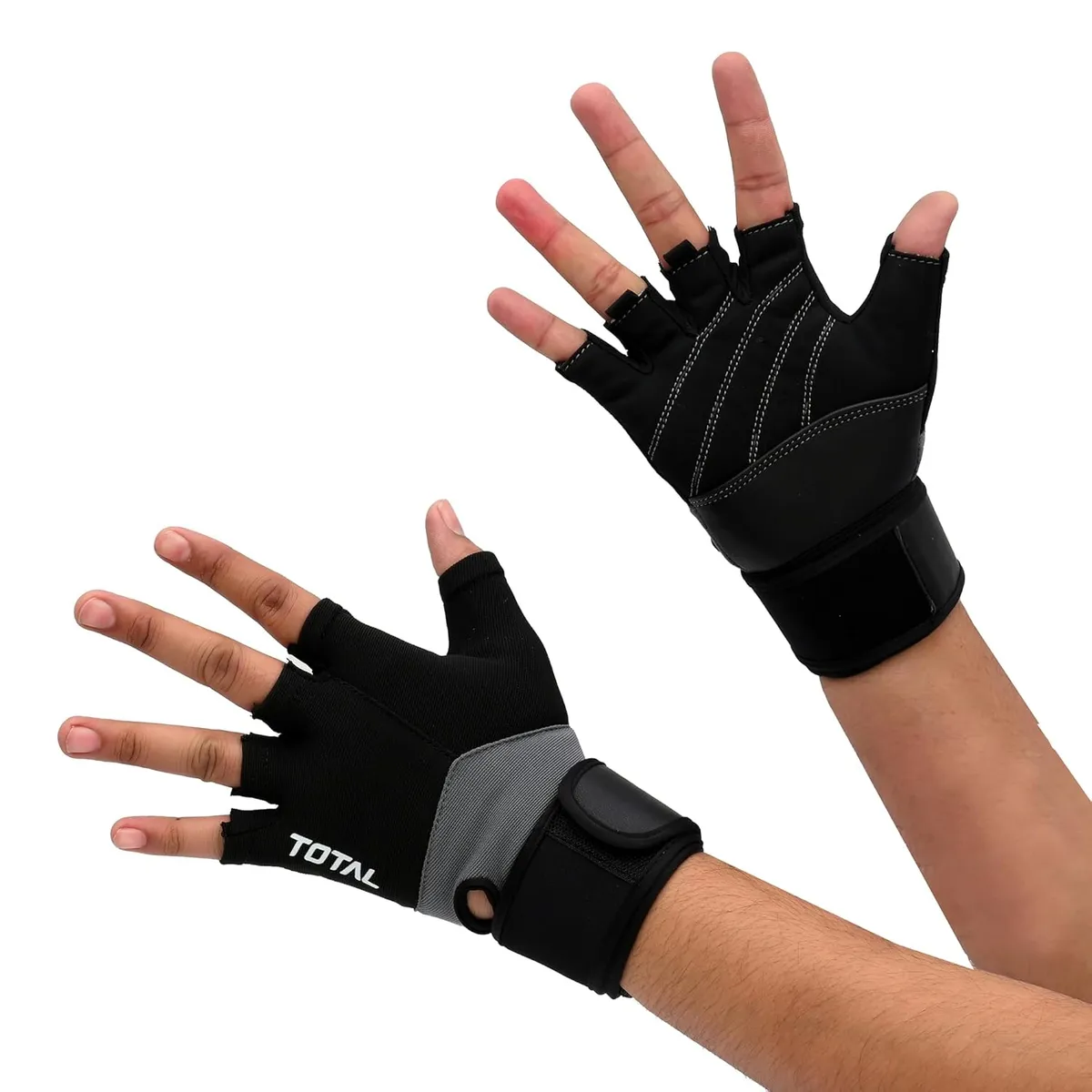 Total Sports KKN-AXE Gym Gloves Black/Grey Small Entry Training Leather Palm