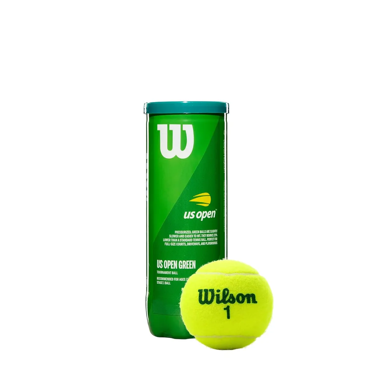 Wilson US Open Green Tournament Transition Tennis Ball Can of 3