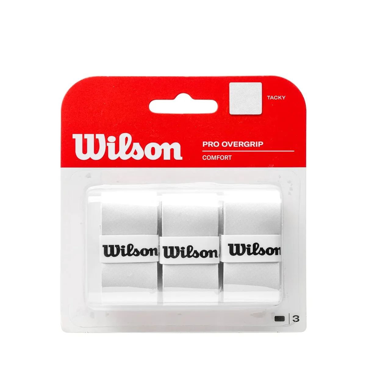 Wilson Pro Overgrip Pack of 3 0.6mm High-Stretch Felt Smooth Durable White Badminton Tennis