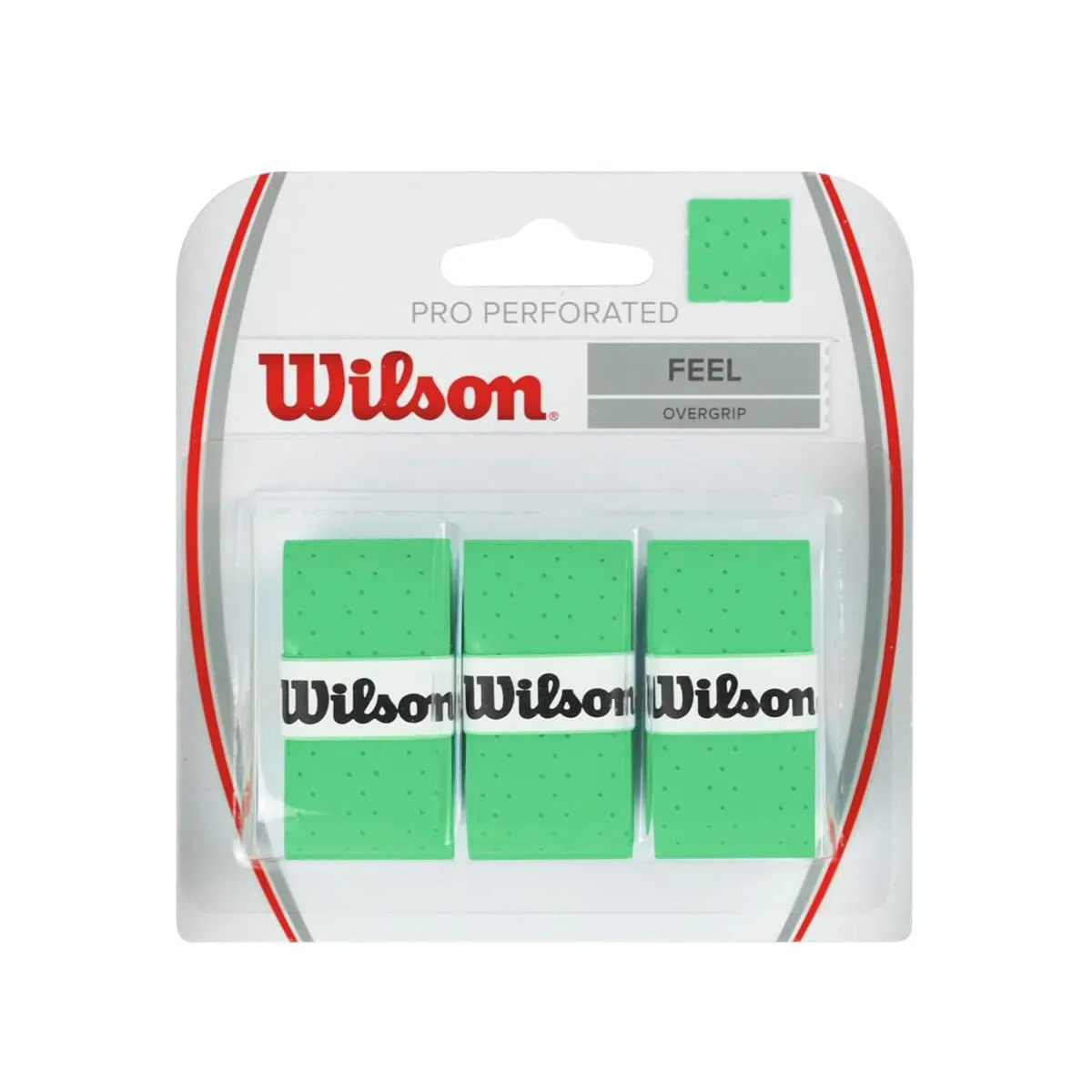 Wilson Pro Perforated Overgrip Pack of 3 0.6mm Superior Sweat Absorption Tacky Green Badminton Tennis