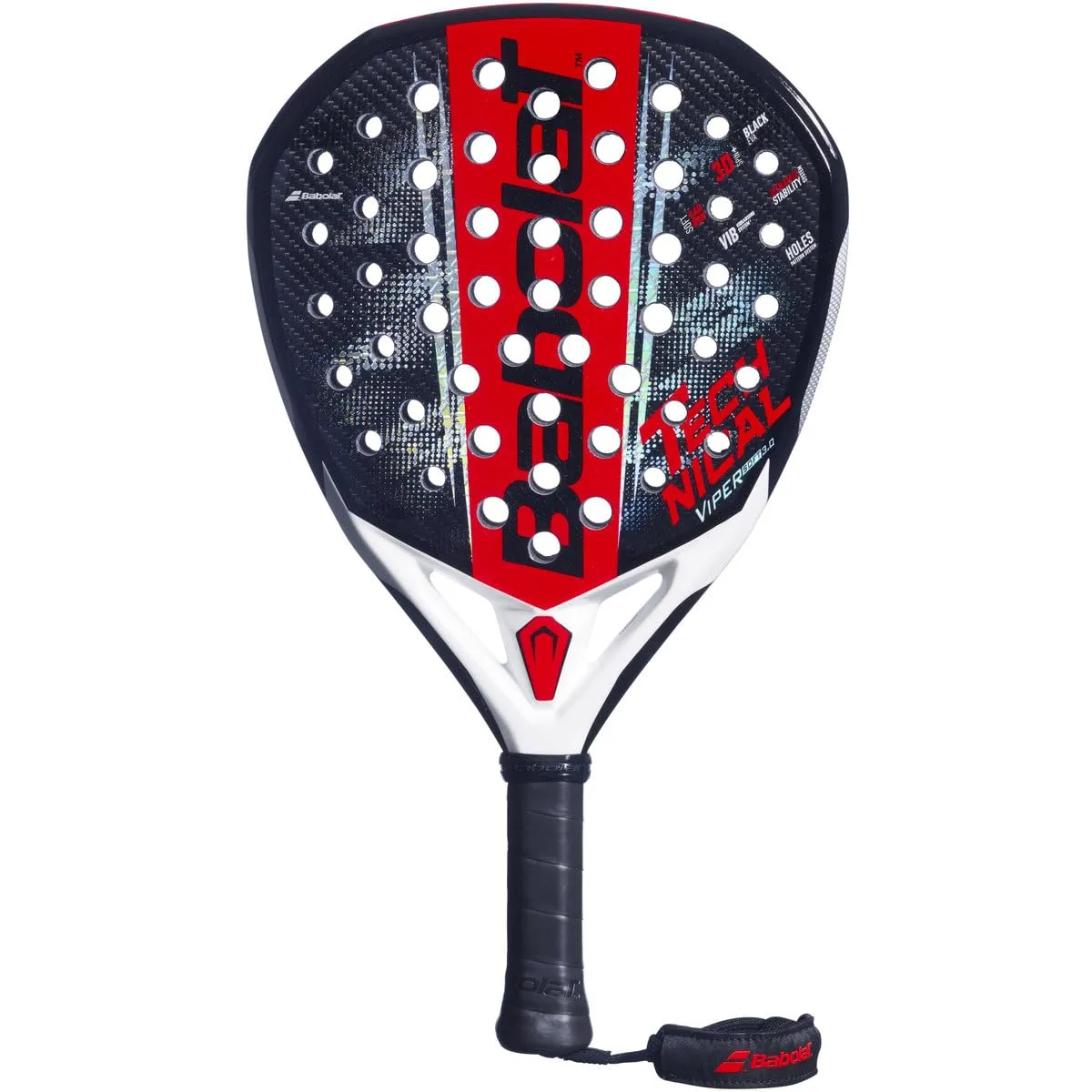 Babolat Technical Viper Soft 3.0 Padel Racquet Black Red 365g Diamond Soft Carbon EVA