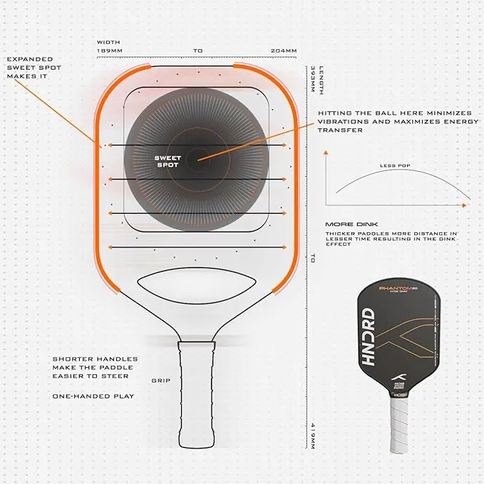 Hundred Phantom 80 Wide Pickleball Paddle 13mm Black-Orange