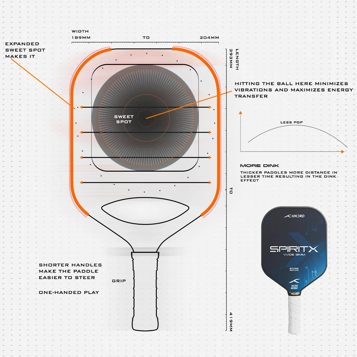 Hundred Spirit-X Wide 13mm Pickleball Paddle Black Navy T700 Raw Carbon