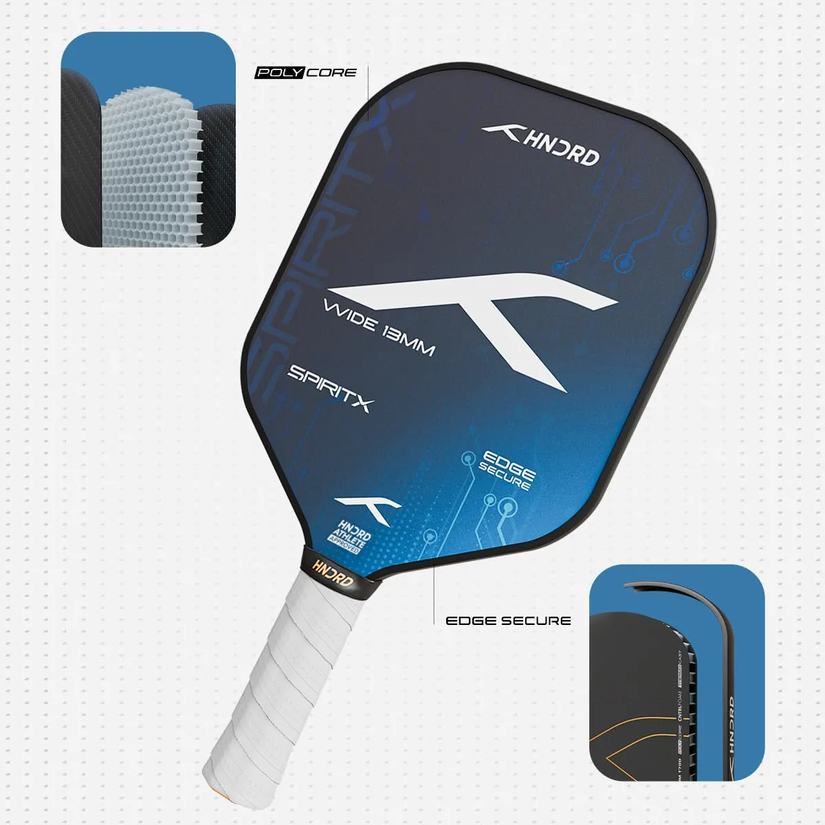 Hundred Spirit-X Wide 13mm Pickleball Paddle Black Navy T700 Raw Carbon