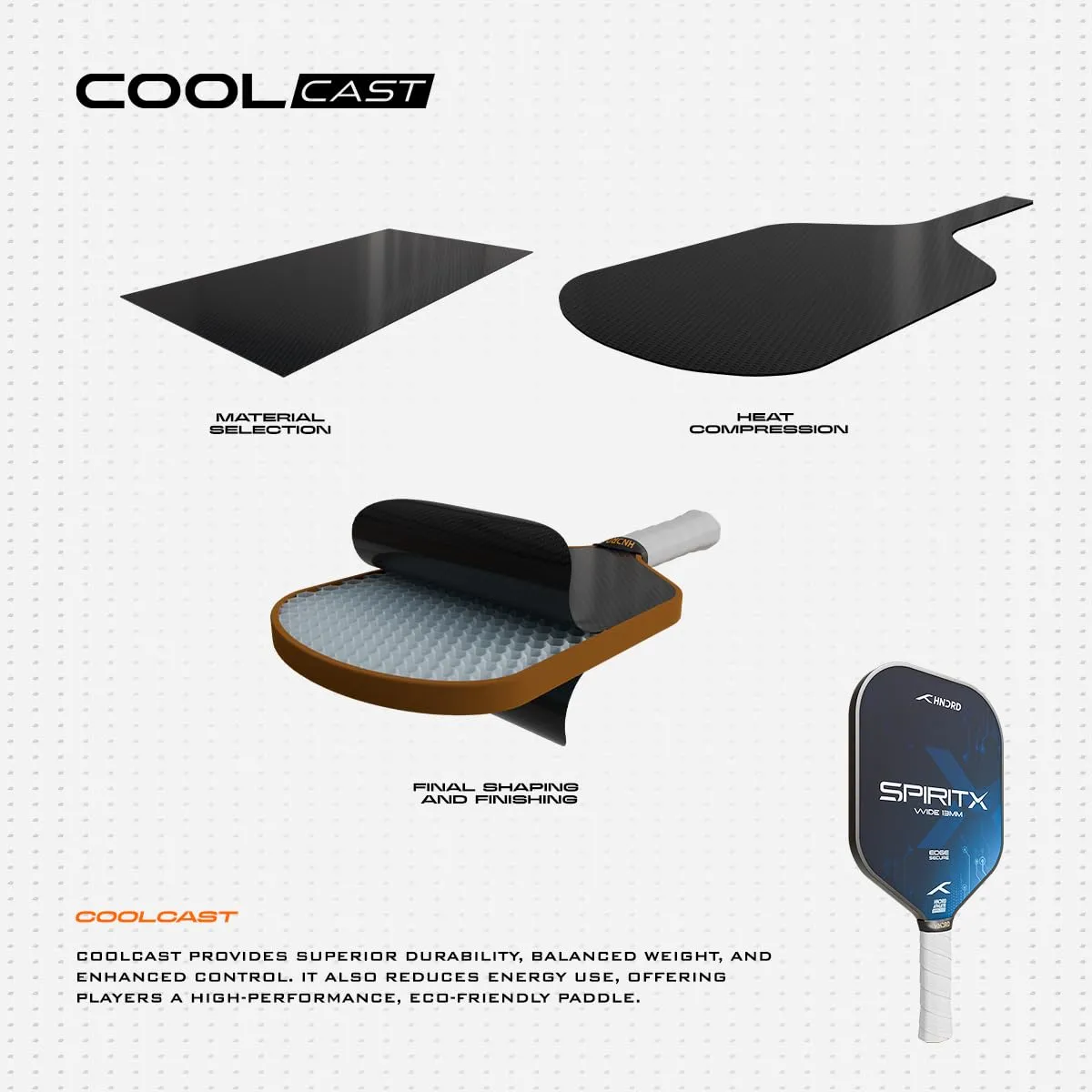 Hundred Spirit-X Wide 13mm Pickleball Paddle Black Navy T700 Raw Carbon