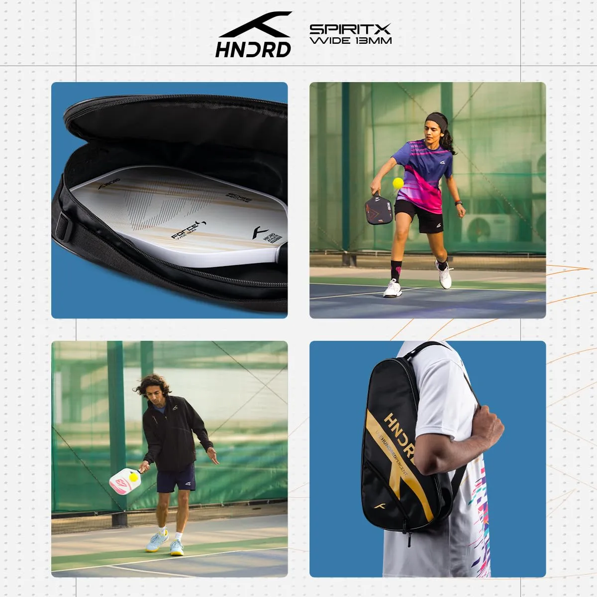 Hundred Spirit-X Wide 13mm Pickleball Paddle Black Navy T700 Raw Carbon