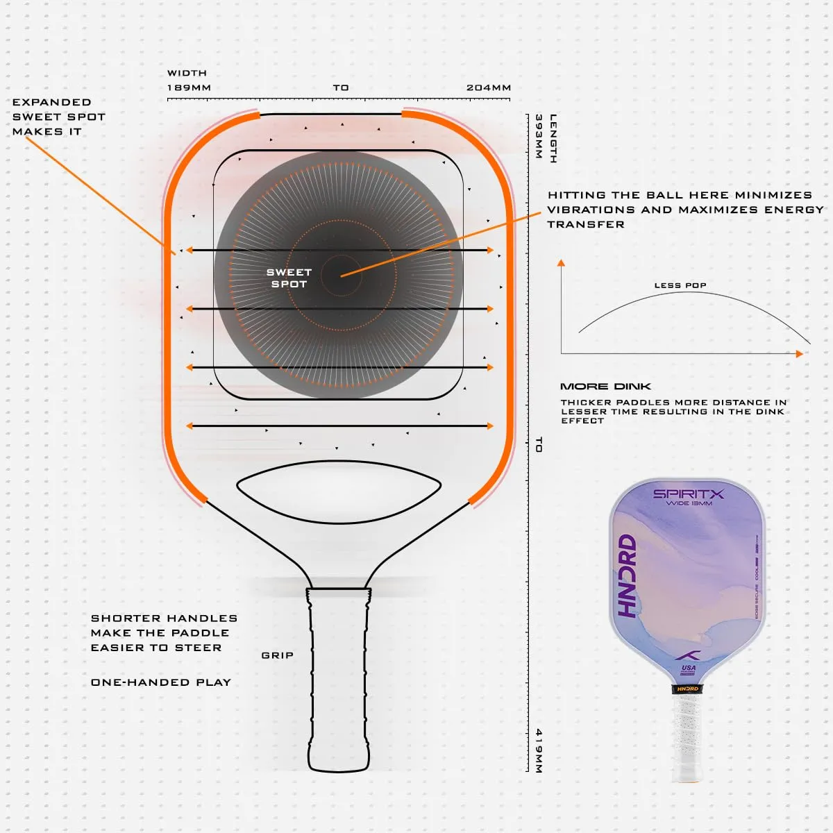 Hundred Spirit-X Wide 13mm Pickleball Paddle Flow Blast Purple T700 Carbon