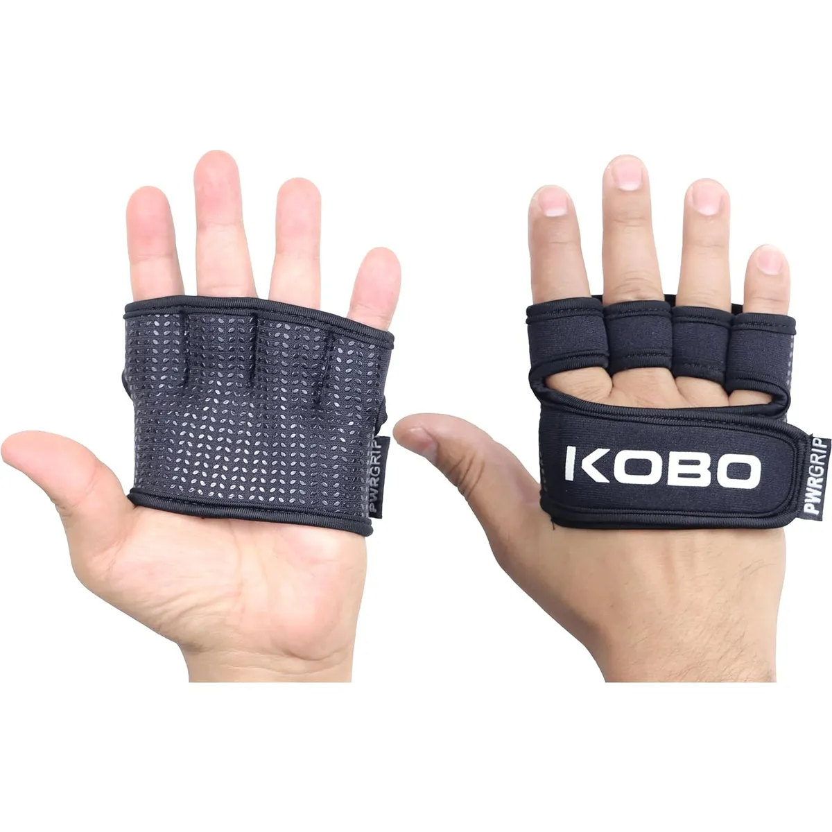 Kobo WTG-81 Gym Training Gloves Black Large Silicone Grip Four Finger Support Neoprene
