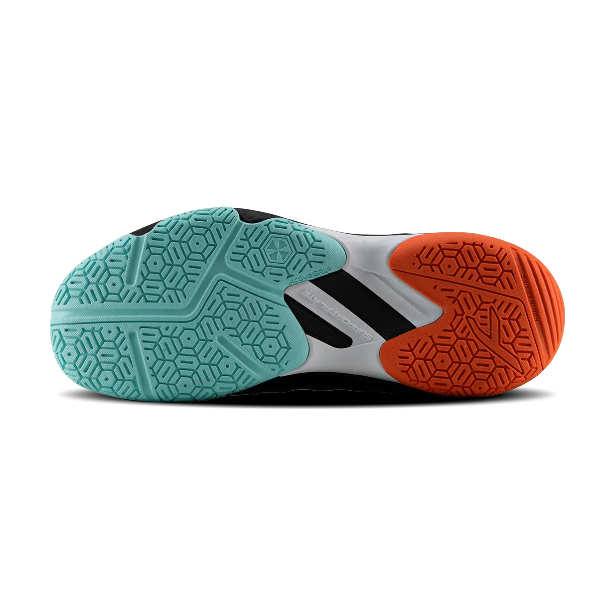 Hundred Hypercourt Badminton Shoes KPU Shield X Cushion Active Grip Black/Orange/Blue UK 9