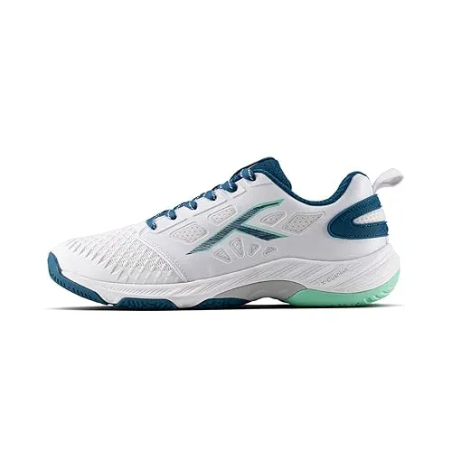 Hundred Hypercourt Badminton Shoes KPU Shield X Cushion Active Grip White/Blue UK 9