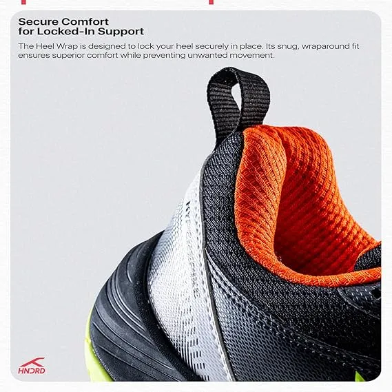 Hundred Hyperspike Badminton Shoes KPU Support Plate X Cushion Active Grip Black/Orange/Lime/Blue UK 9