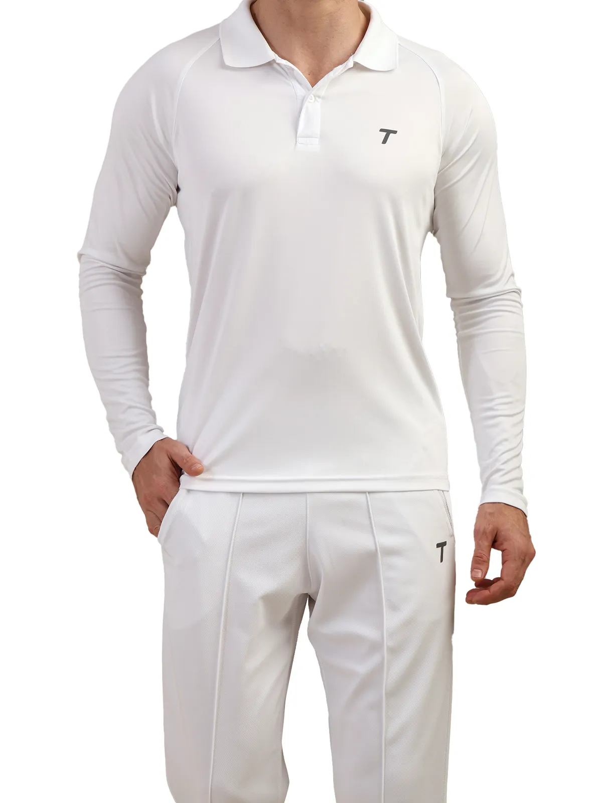 Total 5003 Full Sleeve White Cricket T-Shirt Size 42