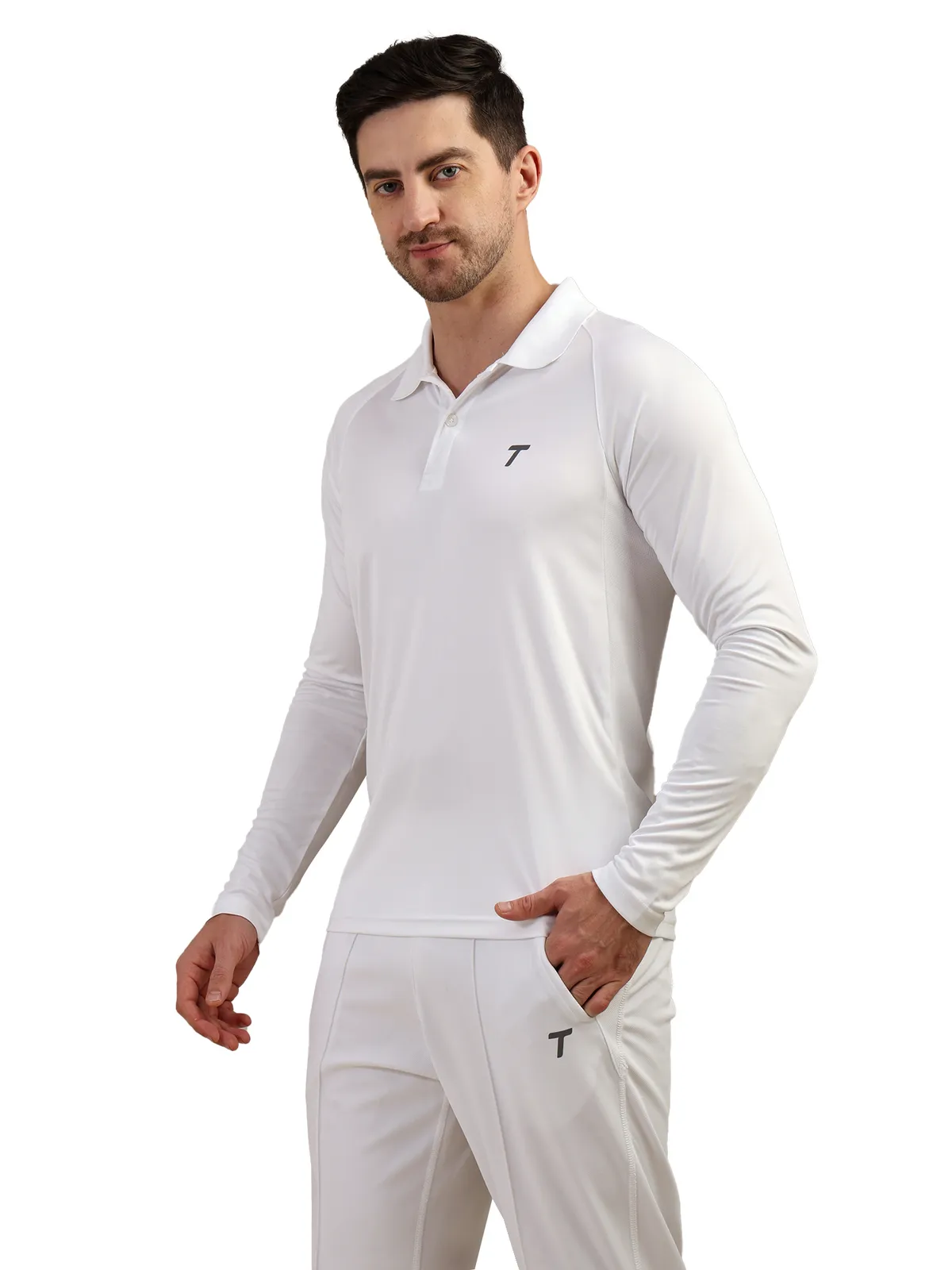 Total 5003 Full Sleeve White Cricket T-Shirt Size 42