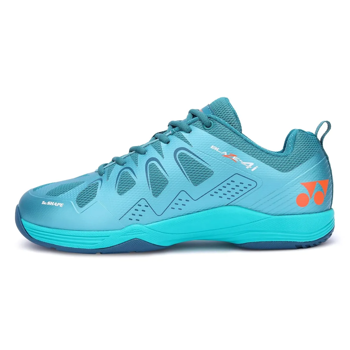Yonex Blaze 4i Badminton Shoes Double Russel Mesh Lateral Shell TruCushion GREEN/ORANGE UK 10