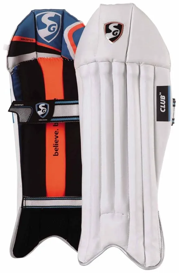 SG Club Cricket Wicket Keeper Pads White Youth