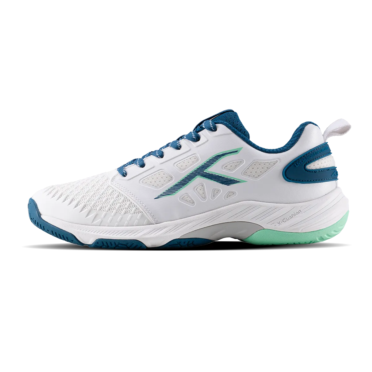 Hundred Hypercourt Badminton Shoes KPU Shield X Cushion Active Grip White/Blue UK 8