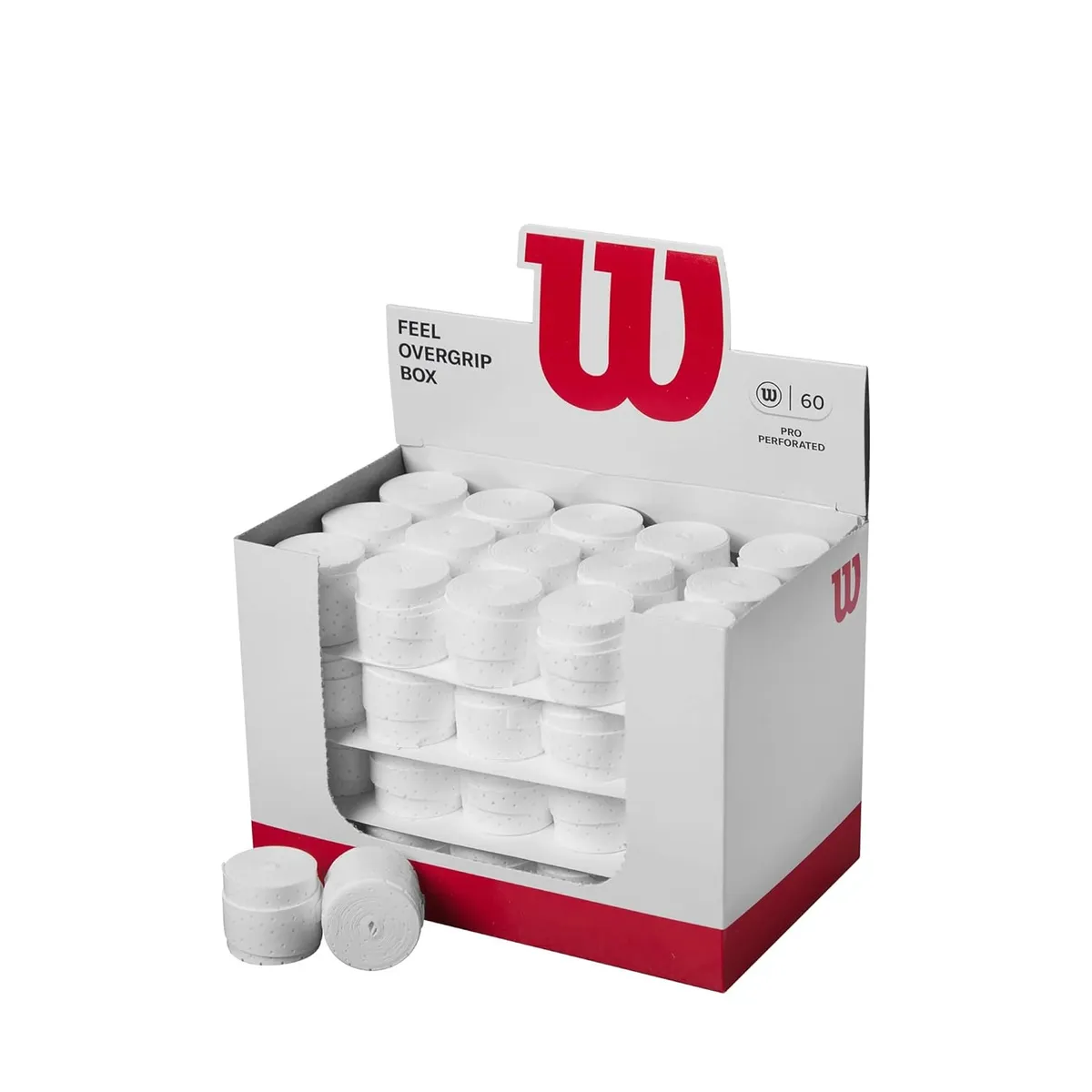 Wilson Pro Perforated Overgrip 60-Pack 0.6mm Perforated Felt Superior Sweat Absorption White
