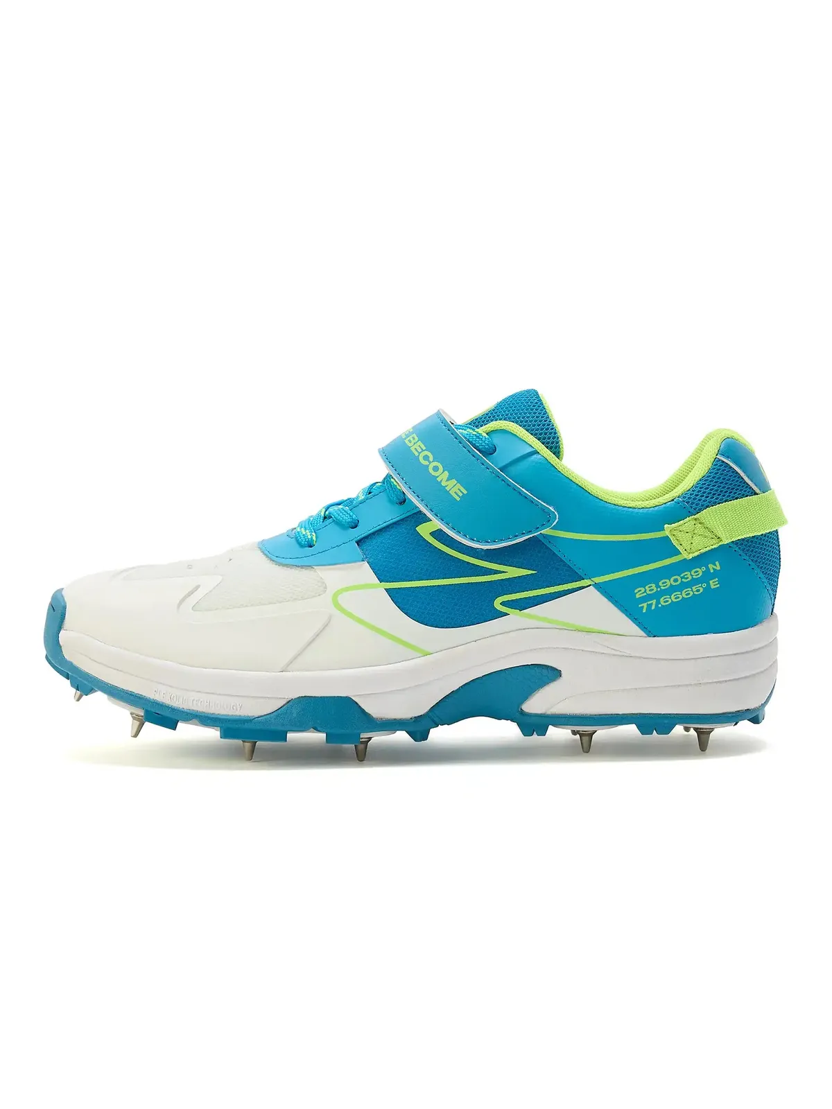 SG Sierra Arc Spikes Cricket Shoes White Blue Lime Size 11