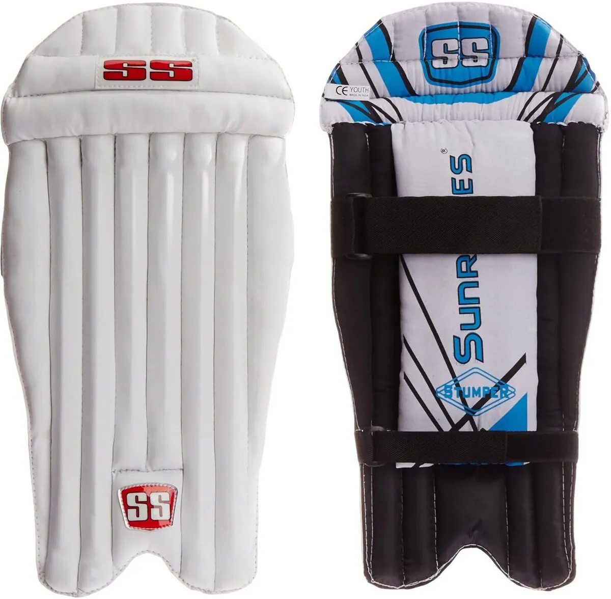 SS WK Stumper Cricket Wicket Keeper Pads White Youth