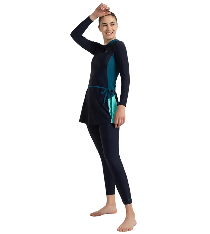 Speedo Women Endurance10 Two Piece Closedback Full Body Suit True Navy/Dark Teal/Arctic Glass Size 46