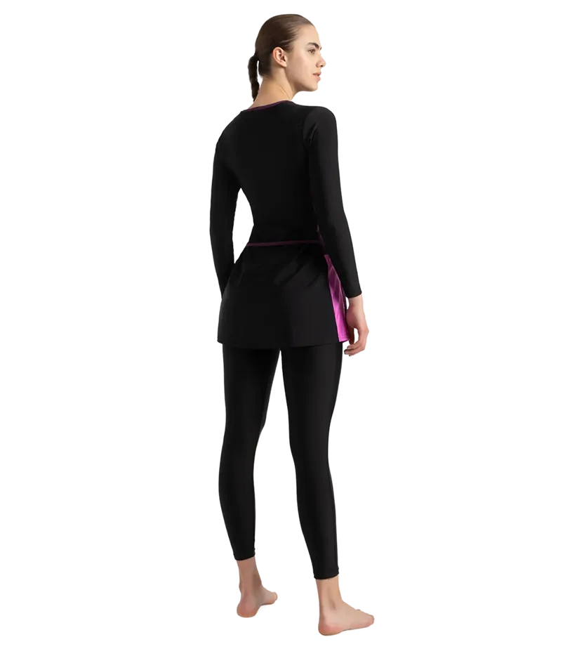 Speedo Women Endurance10 Two Piece Closedback Full Body Suit Black/Plum Dandy/Neon Violet Size 46