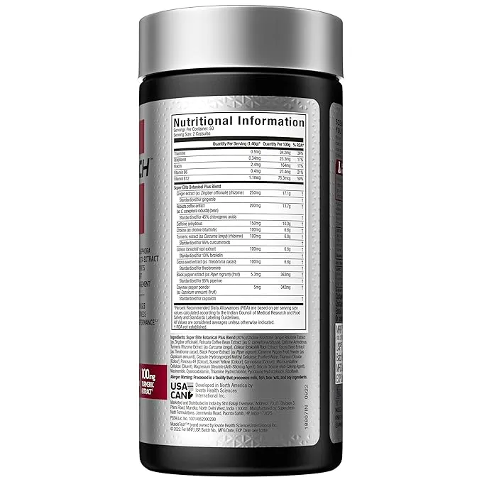 MuscleTech Hydroxycut Hardcore Super Elite Thermogenic Fat Burner 100 Veggie Capsules