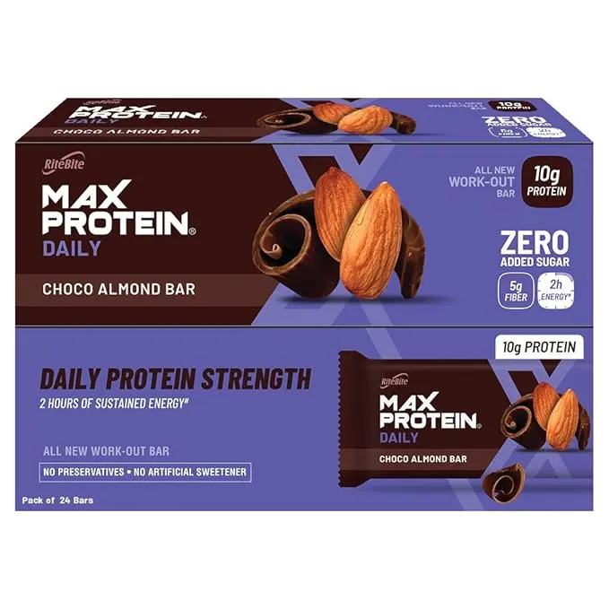 RiteBite Max Protein Daily Choc Almond Protein Bar 50g Pack of 6