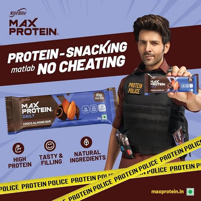 RiteBite Max Protein Daily Choc Almond Protein Bar 50g Pack of 6