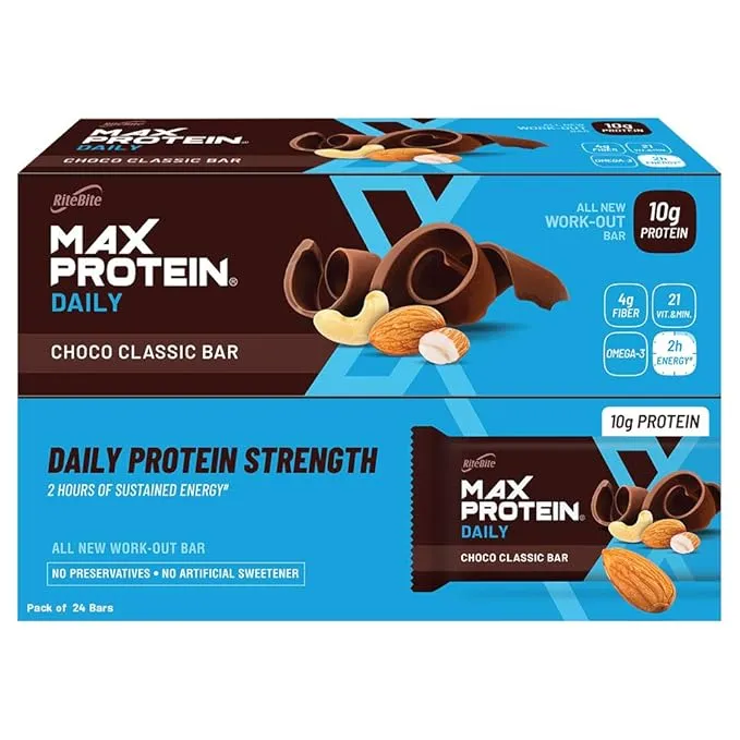 RiteBite Max Protein Daily Choco Classic Protein Bar 50g Pack of 6