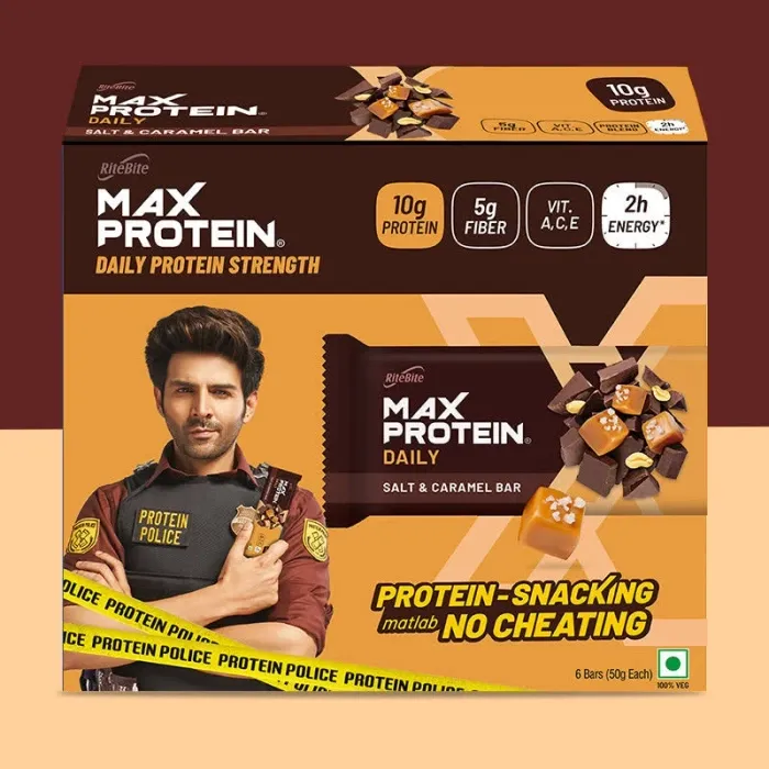 RiteBite Max Protein Daily Salt & Caramel Protein Bar 50g Pack of 6