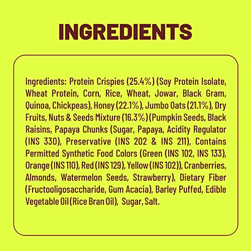RiteBite Max Protein Granola Fruits Nuts 500g 7 Grain Breakfast Cereal Vegan