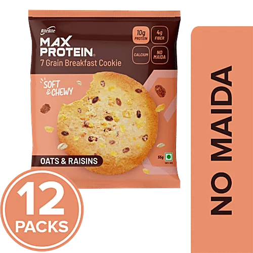 RiteBite Max Protein Oats Raisins Cookies 55g 7 Grain Pack of 6