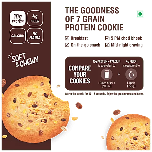 RiteBite Max Protein Oats Raisins Cookies 55g 7 Grain Pack of 6